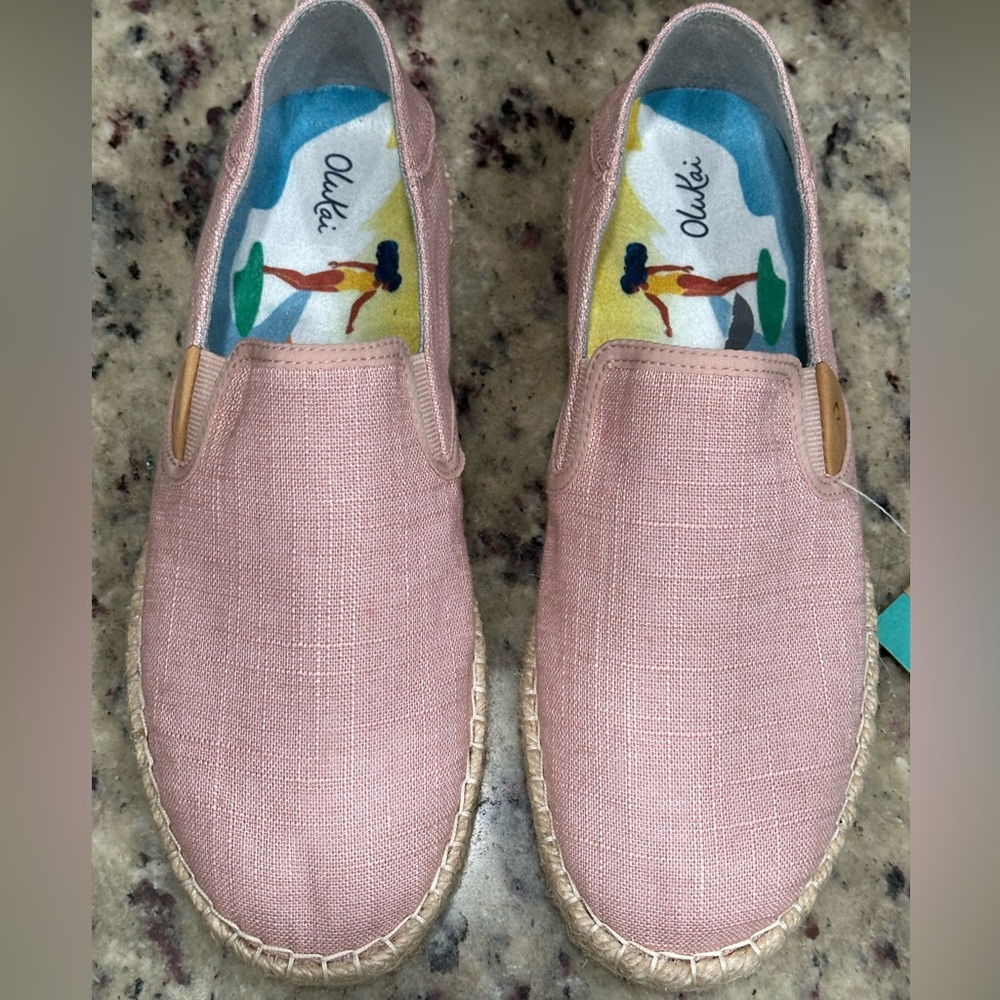 OluKai Kaula Pa'a Kapa Women's Espadrilles, Linen Slip new Olukai slip on loafer